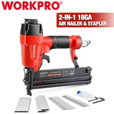 WORKPRO 18 GA 2-in-1 Pneumatic Nail Gun Brad Nailer Crown Stapler W/400pcs Nails picture