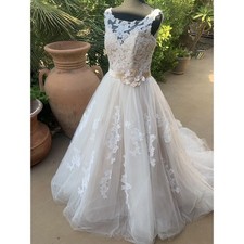 Alfred Angelo Size 10 Wedding Dress 2508 NWT Ball Gown Champagne Ivory Low Back picture