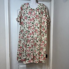 NWT National House Patio Dress 1X Pink Rose Floral Muumuu Pearl Snap Artsy VTG picture