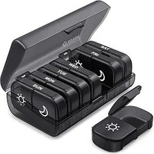 AUVON Weekly Pill Organizer 2 Times a Day, One-Side Large Opening, Easy?Use picture