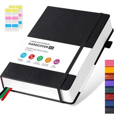Hardcover Lined Notebook Journal for Writing, 320 Pages Leather Thick College... picture