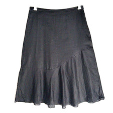 Vintage LINO USA 100% Linen Lined Capsule Side Zip Midi Skirt Womens L 34x32 VTG picture