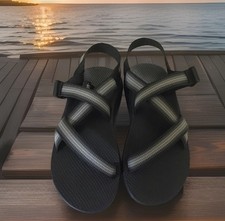 EUC Chaco Men’s Z/1 Size 10 Strap Regular Width Classic Sandals Black/Split Gray picture