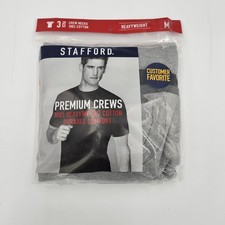 Stafford 3-Pack Men's Heavy Weight 100% Cotton Crew-Neck T-Shirt Black-Grey M picture