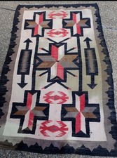 Antique NATIVE AMERICAN INDIAN NAVAJO Hand Woven Wool RUG 1930s-50s  picture