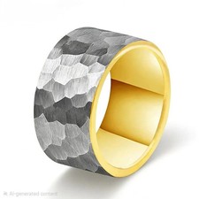 10/12MM Tungsten Carbide Brushed Hammered Multicolor Ring for Men Women Band picture