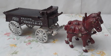 Vintage CAST IRON Fruit & Vegetable WAGON Horse Drawn Cart as is picture