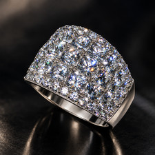 2 ct Men's Pave Moissanite Statement Ring 925 Sterling Silver Size 9 picture