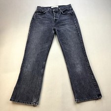 Reformation Jeans Womens 27 Black Denim Kick Flare Leg Charcoal Wash Button Fly picture