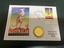 (2363) 18-3-2026 - Australia - Mob of 6 kangaroo coin on cover (B) Mayo picture