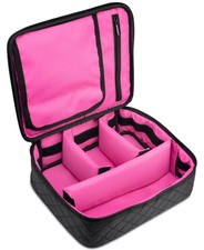 Created For Macy's Travel Cosmetic Organizer Case Black/Pink Zip Closure picture