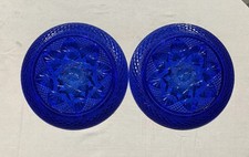 Antique Cristal D'Arques-Durand Sapphire Blue Glass Salad Plates Set Of 2 picture