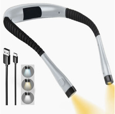 Gray Rechargeable LED Neck Light Book Light Reading in Bed Crafting Camping US picture