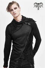 Men's Gothic Asymmetry Top Punk Rock Stage Performance Splicing Long Sleeve Tees picture