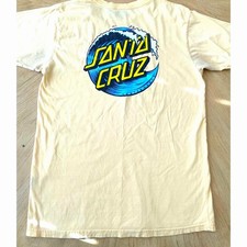 Y2K Santa Cruz Shirt MED Skateboard Sun Faded YELLOW Skater Surfer Grunge Retro picture
