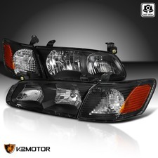 Fits 2000-2001 Toyota Camry Black Headlights+Corner Lamps Left+Right 00-01 picture