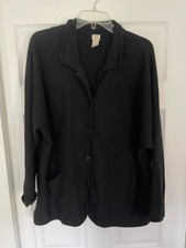 J. Jill 100% Cashmere Collared Button-Down Sweater Cardigan, Women's 2X, Black picture
