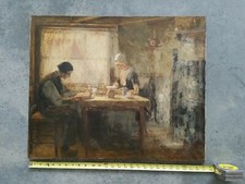 Original 19th oil on canvas painting by David Walkley Interior AMERICANA 22 X 27 picture