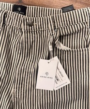 ANINE BING Roy Striped Mid-Rise Straight-Leg Organic Jeans size 31 picture