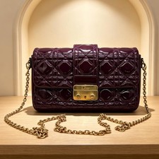 Dior Addict Purple Patent Leather Cannage Quilted Handbag Shoulder Bag picture