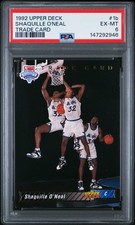 Iconic 🔥 PSA 6 1992 Shaquille O'Neal Shaq 1B Trade Card Upper Deck picture