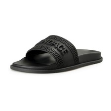 FENDI X VERSACE Fendace Men's Black Logo Embossed Pool Slide Flip Flops Shoes picture