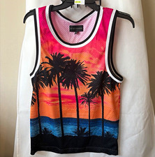 No Boundaries Men's Mesh Sleeveless V-Neck Graphic Beach Tank Top Size S picture