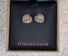 Vintage Contessa Di Capri Sterling Silver Halo CZ Stud Earrings picture