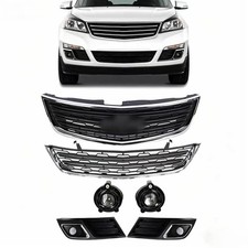 For 13-17 Chevrolet Traverse Front Upper Lower Grille&Fog Light&Bezels Set 6pcs picture