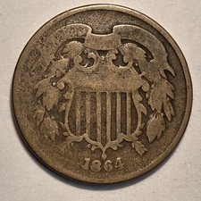 #3 Nicer Low Mintage 1864 Two Cent Piece picture