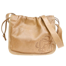 LOEWE Logo Anagram Shoulder Bag Nappa Leather Beige GHW Spain 64YJ534 picture