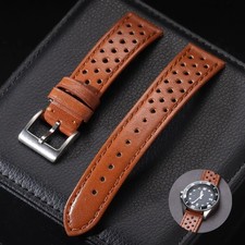 Vintage 70's Perforated Leather Rally Watch Band Quick Release 18/19/20/22mm picture