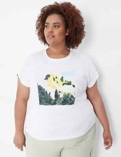 Lane Bryant Size 18 LIVI Soft Graphic Tee Short Sleeve Bungee Detail White NWT picture