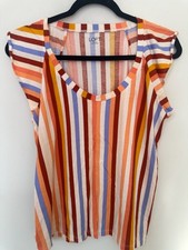 Loft Outlet Striped Flutter Sleeve Top Size L Multicolored picture