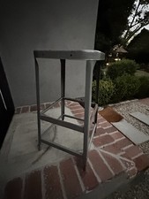 VINTAGE LYON CO STEEL INDUSTRIAL STOOL DOUBLE ROW FOOT  picture