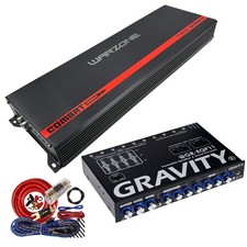 Gravity WC2200.1D Warzone 2200W Amplifier + GR-EQP11 Equalizer + Wiring Kit picture