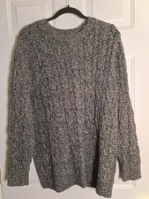 Lands End Womens Drifter 2X Cable Knit Black White Sweater Excel Cond Fisherman picture