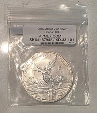 2017 And 2015  Mexico Plata Pura Silver 2 Onzas 0.999 Libertad BU Coin picture