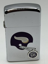 Vintage 1973 Minnesota Vikings NFL High Polish Chrome Slim Zippo Lighter NEW picture