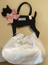 RARE LUXE BRIGHTON NWT MY FLAT IN LONDON SLIM BLACK QUILTED DOG PURSE +DUST BAG picture