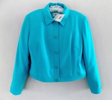 NWT Emanuel Ungaro jacket 8P Aqua Light wool $385 Italy Turquoise Blazer Buttons picture