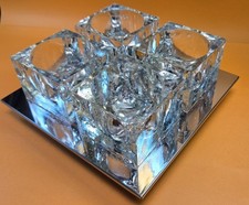 Vintage 1970s MCM Gaetano Sciolari LIGHTOLIER Ice Cube CEILING LAMP Glass Light picture