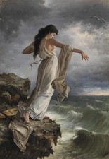 24*36IN Handmade Old Master-Art Antique Oil Painting Women girl sea on canvas picture