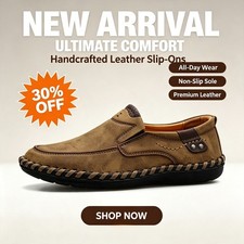 Men's Hand Sewn Leather Shoes Walking Driving Loafers Casual Moccasins Shoes US picture