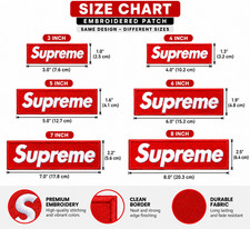 Supreme Style Embroidered Patch Black Red Iron On Sew On Streetwear DIY Patches picture