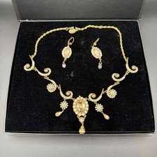 Authentic MICHAL NEGRIN Victorian Statement Necklace & Earrings Set Swarovski 18 picture