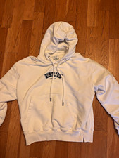 Off-White Men's White Pullover Hoodie S Graphic Print Logo Drawstring Pockets picture