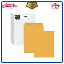 Quality Park 9x12 Clasp Envelopes 28lb Brown Kraft 100 per Box QUA37890 picture