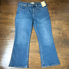 NWT Madewell Women's  Mid Rise kick Out ankle Medium Wash Blue Jeans Petite 30P picture