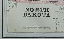 Vintage 1892 NORTH DAKOTA Map 14